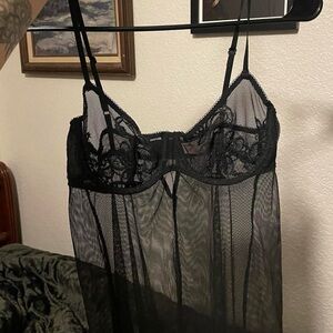 Vintage Black Mesh Victoria’s Secret Slip Dress